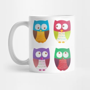Two colorful owls. Mug